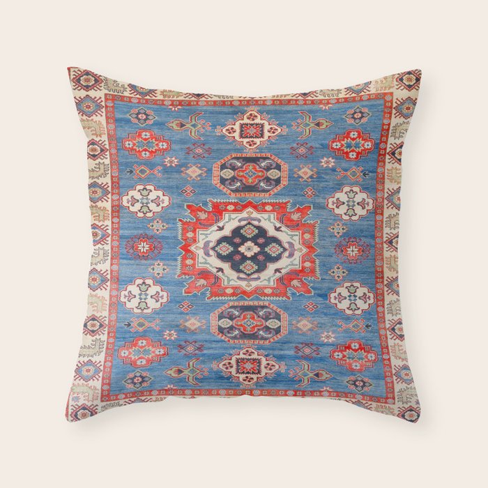 Blue Starblaze Handmade Kazak Rug Throw Pillow Gallery Image 6