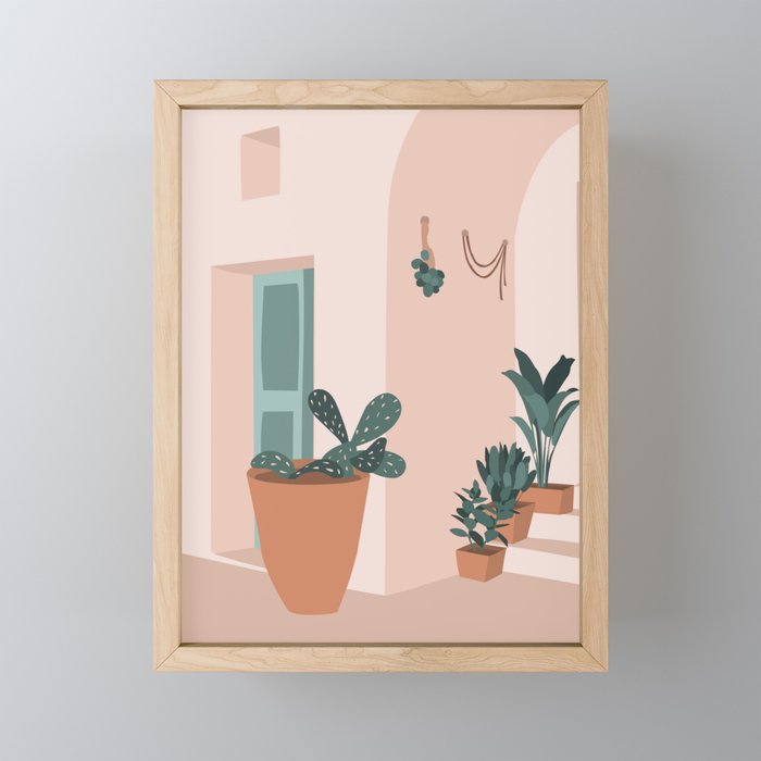 Summer doorway in Greece Mini Art Print Gallery Image 1