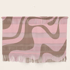 Retro Liquid Swirl Contemporary Abstract Pattern 2 in Mocha Brown and Pink Wall Hanging Gallery Image 1