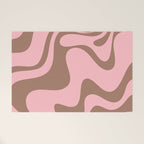 Retro Liquid Swirl Contemporary Abstract Pattern 2 in Mocha Brown and Pink Welcome Mat Gallery Image 1