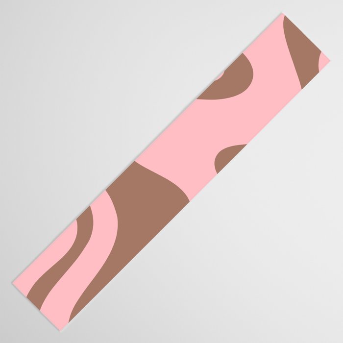 Retro Liquid Swirl Contemporary Abstract Pattern 2 in Mocha Brown and Pink Table Runner Gallery Image 3