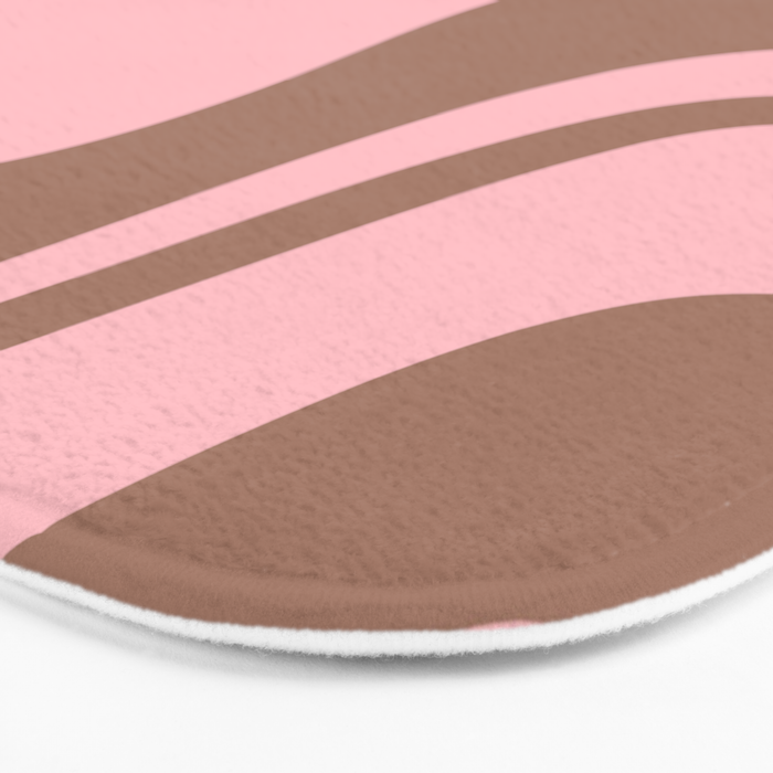 Retro Liquid Swirl Contemporary Abstract Pattern 2 in Mocha Brown and Pink Bath Mat Gallery Image 3