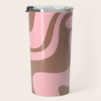 Retro Liquid Swirl Contemporary Abstract Pattern 2 in Mocha Brown and Pink Travel Mug Gallery Image 3