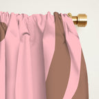 Retro Liquid Swirl Contemporary Abstract Pattern 2 in Mocha Brown and Pink Window Curtain Gallery Image 2