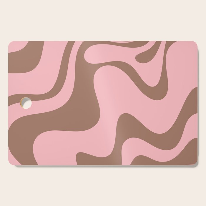 Retro Liquid Swirl Contemporary Abstract Pattern 2 in Mocha Brown and Pink Cutting Board Gallery Image 1