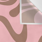 Retro Liquid Swirl Contemporary Abstract Pattern 2 in Mocha Brown and Pink Wall Tapestry Gallery Image 3