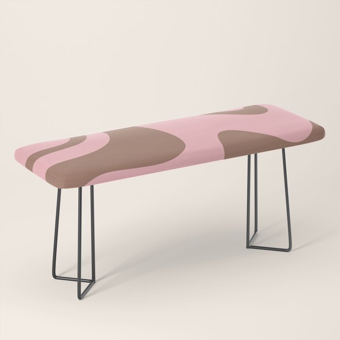 Retro Liquid Swirl Contemporary Abstract Pattern 2 in Mocha Brown and Pink Bench Gallery Image 1