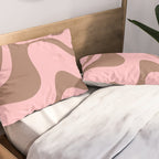 Retro Liquid Swirl Contemporary Abstract Pattern 2 in Mocha Brown and Pink Pillow Sham Gallery Image 2