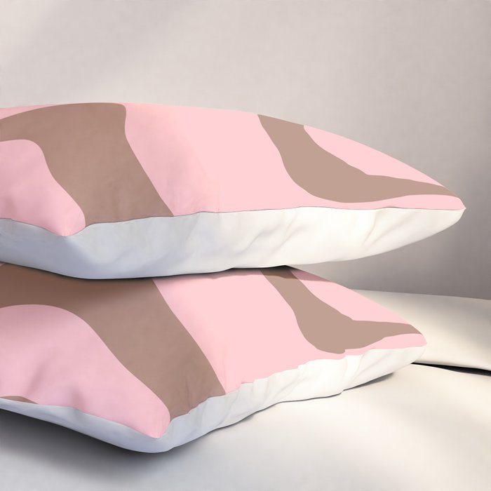 Retro Liquid Swirl Contemporary Abstract Pattern 2 in Mocha Brown and Pink Pillow Sham Gallery Image 3