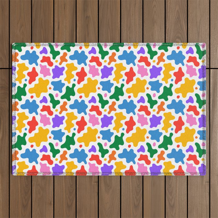 Abstract colorful art splash shape pattern Outdoor Rug Gallery Image 1