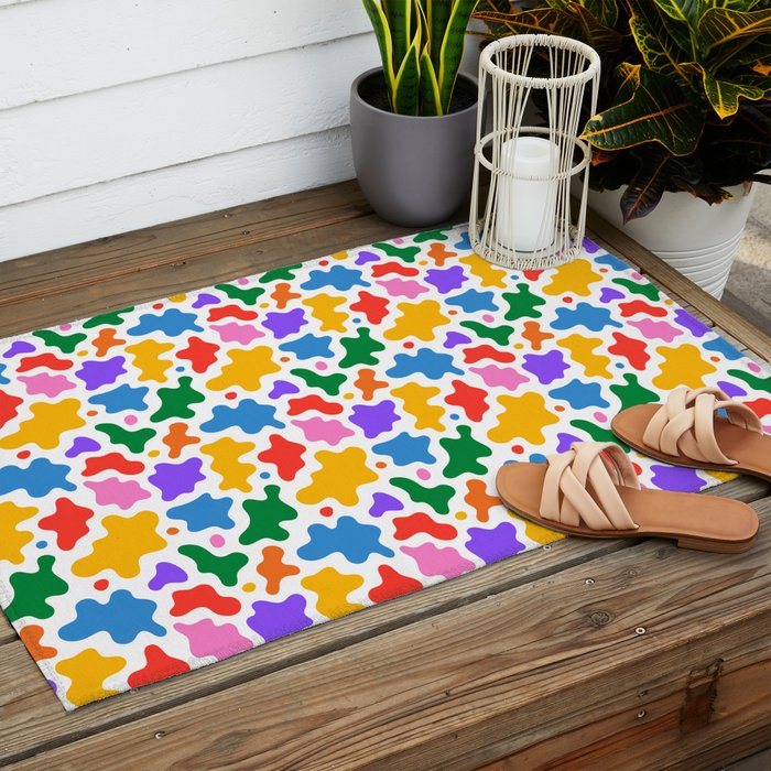 Abstract colorful art splash shape pattern Outdoor Rug Gallery Image 2