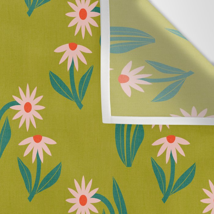 Pink Daisy Pattern - Green Wall Tapestry Gallery Image 3