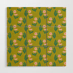 Pink Daisy Pattern - Green Wood Wall Art Gallery Image 1