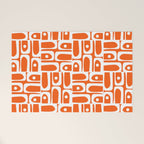 Mid Century Modern Piquet Abstract Multi Geometric Pattern Orange and White Welcome Mat Gallery Image 1