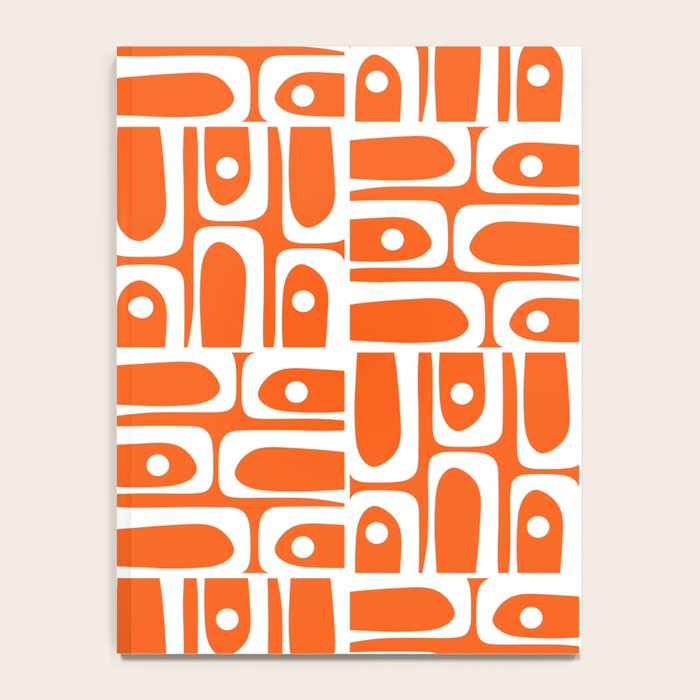 Mid Century Modern Piquet Abstract Multi Geometric Pattern Orange and White Notebook Gallery Image 4