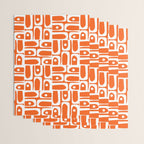 Mid Century Modern Piquet Abstract Multi Geometric Pattern Orange and White Wrapping Paper Gallery Image 3