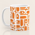 Mid Century Modern Piquet Abstract Multi Geometric Pattern Orange and White Coffee Mug Gallery Image 3