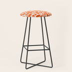 Mid Century Modern Piquet Abstract Multi Geometric Pattern Orange and White Stool Gallery Image 1