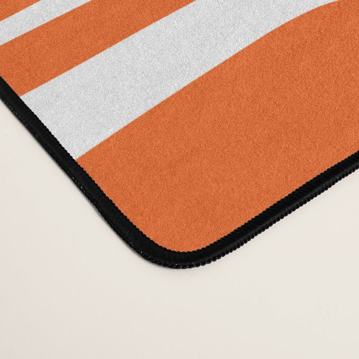 Mid Century Modern Piquet Abstract Multi Geometric Pattern Orange and White Desk Mat Gallery Image 4