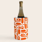 Mid Century Modern Piquet Abstract Multi Geometric Pattern Orange and White Wine Chiller Gallery Image 1