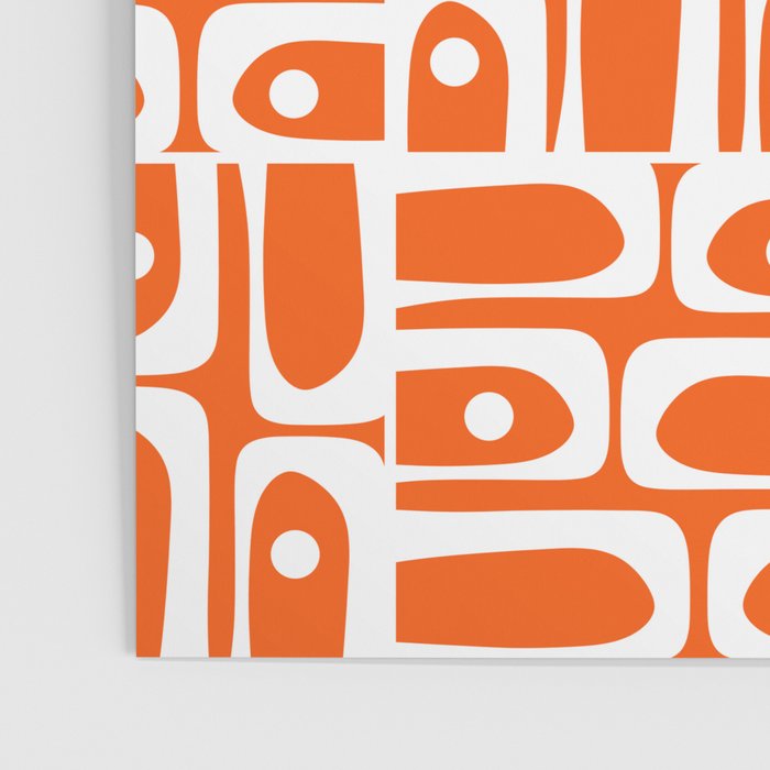 Mid Century Modern Piquet Abstract Multi Geometric Pattern Orange and White Poster Gallery Image 3