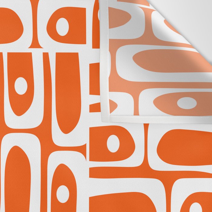Mid Century Modern Piquet Abstract Multi Geometric Pattern Orange and White Wall Tapestry Gallery Image 3