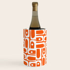 Mid Century Modern Piquet Abstract Multi Geometric Pattern Orange and White Wine Chiller Gallery Image 2