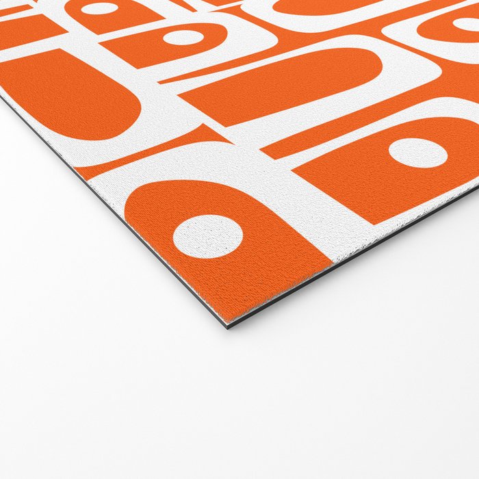Mid Century Modern Piquet Abstract Multi Geometric Pattern Orange and White Welcome Mat Gallery Image 2