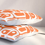 Mid Century Modern Piquet Abstract Multi Geometric Pattern Orange and White Pillow Sham Gallery Image 3