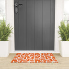 Mid Century Modern Piquet Abstract Multi Geometric Pattern Orange and White Welcome Mat Gallery Image 3