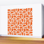 Mid Century Modern Piquet Abstract Multi Geometric Pattern Orange and White Wall Mural Gallery Image 2