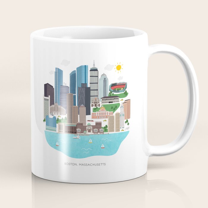 Boston Skyline Illustration Coffee Mug Gallery Image 1