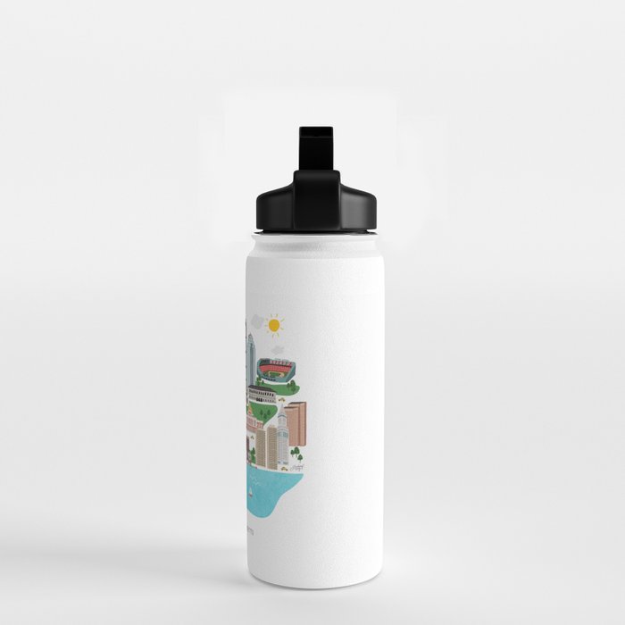 Boston Skyline Illustration Water Bottle Gallery Image 2