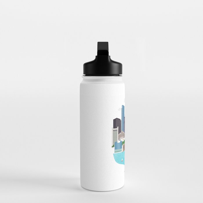 Boston Skyline Illustration Water Bottle Gallery Image 3
