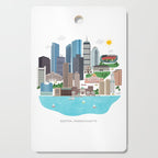 Boston Skyline Illustration Cutting Board Gallery Image 1