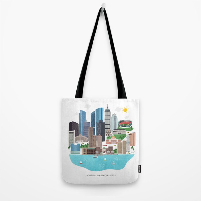 Boston Skyline Illustration Tote Bag Gallery Image 2