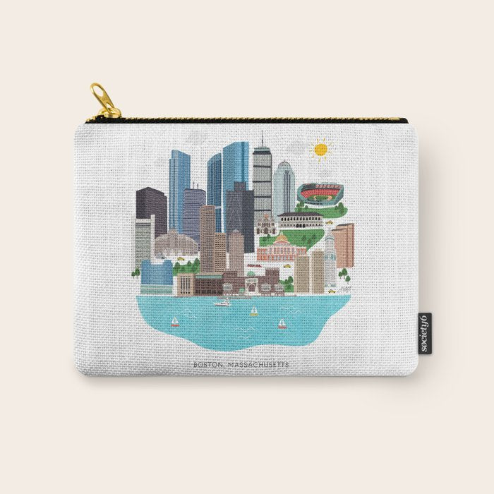 Boston Skyline Illustration Carry All Pouch Gallery Image 1
