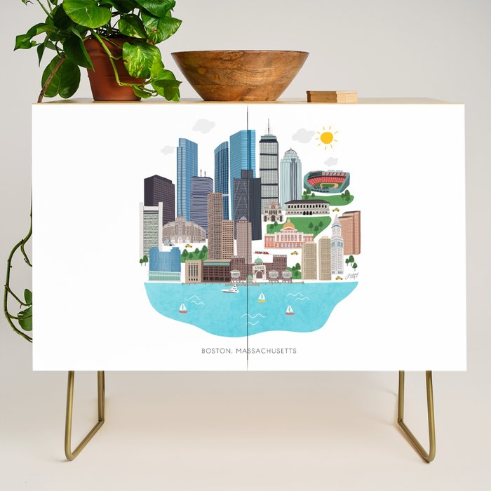Boston Skyline Illustration Credenza Gallery Image 1