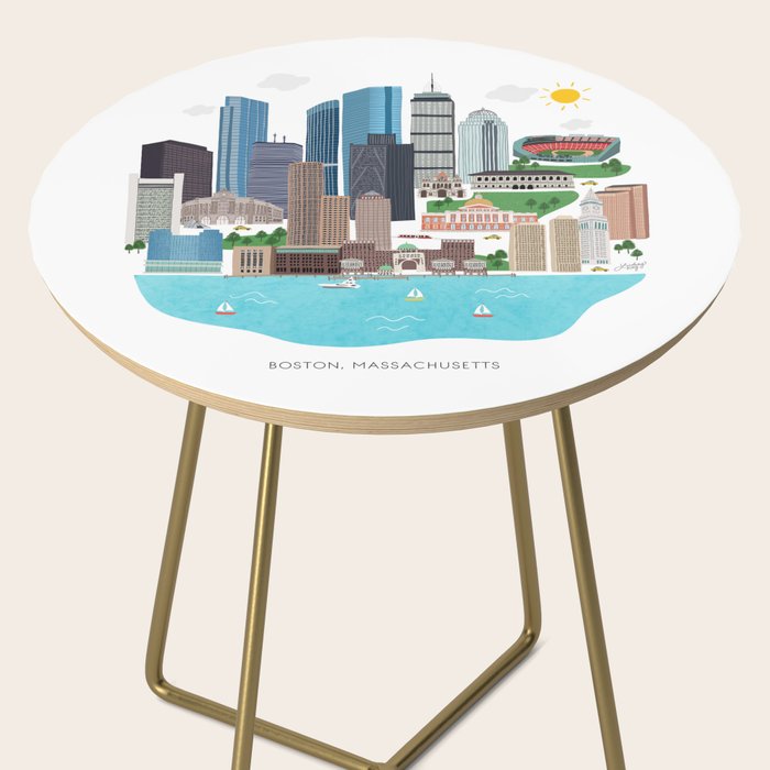 Boston Skyline Illustration Side Table Gallery Image 2