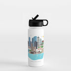 Boston Skyline Illustration Water Bottle Gallery Image 1