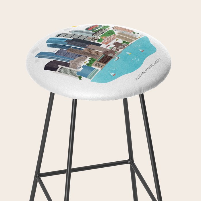 Boston Skyline Illustration Stool Gallery Image 2