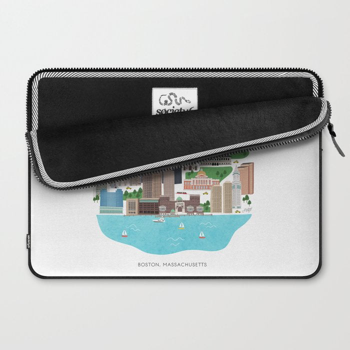 Boston Skyline Illustration Laptop Sleeve Gallery Image 2