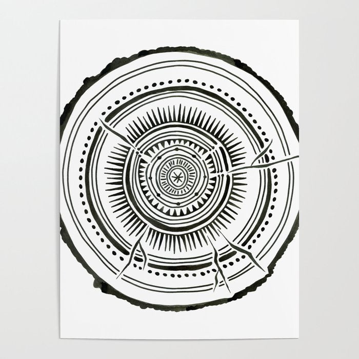 Quaking Aspen - Black Tree Rings Poster Gallery Image 1