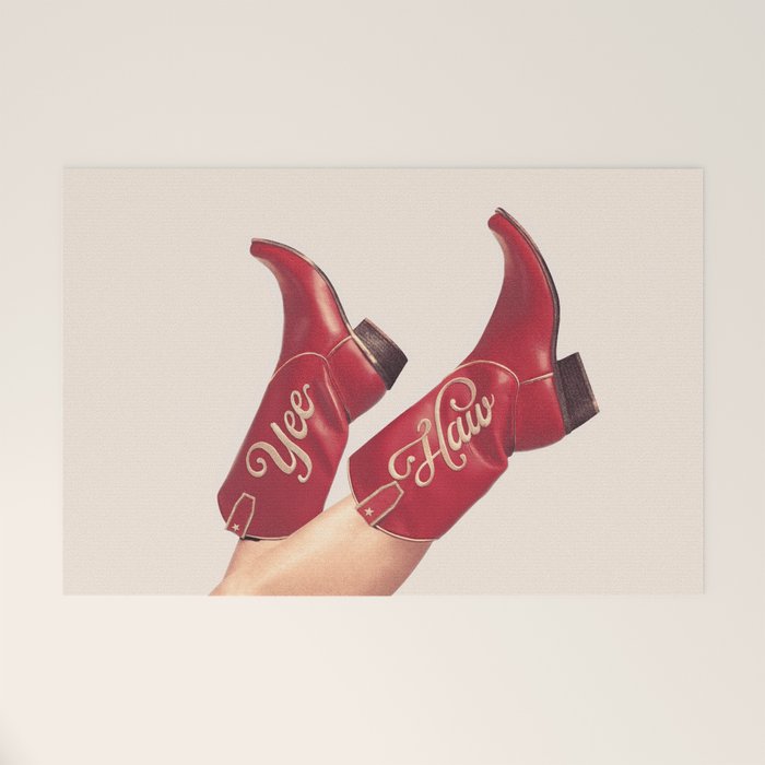 These Boots - Yeehaw Rustic Red n Neutral Welcome Mat Gallery Image 1
