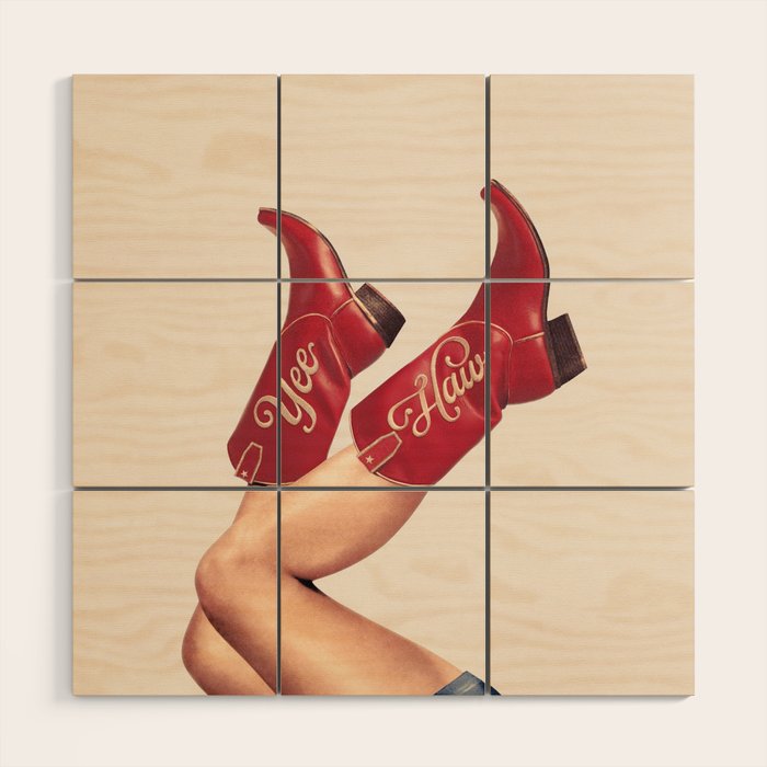 These Boots - Yeehaw Rustic Red n Neutral Wood Wall Art Gallery Image 1