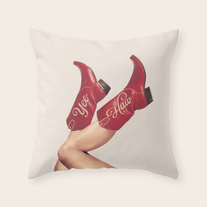 These Boots - Yeehaw Rustic Red n Neutral Throw Pillow Gallery Image 6