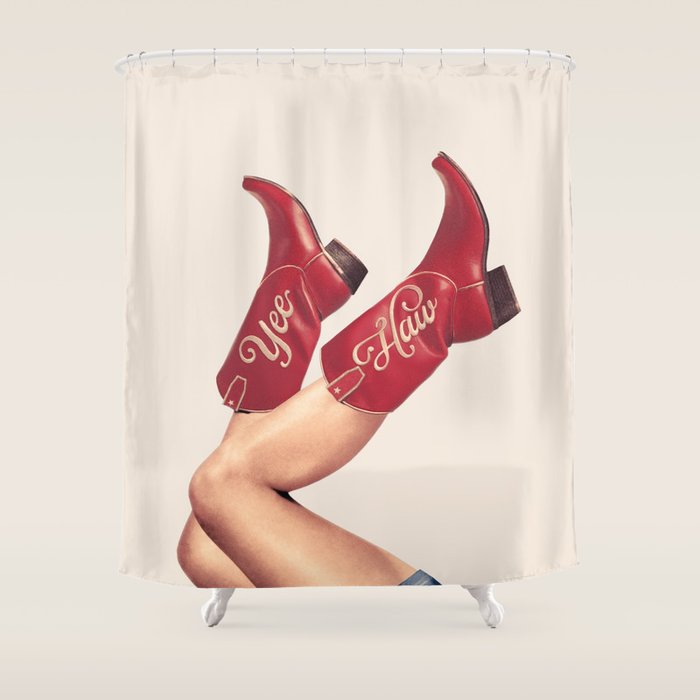 These Boots - Yeehaw Rustic Red n Neutral Shower Curtain Gallery Image 1