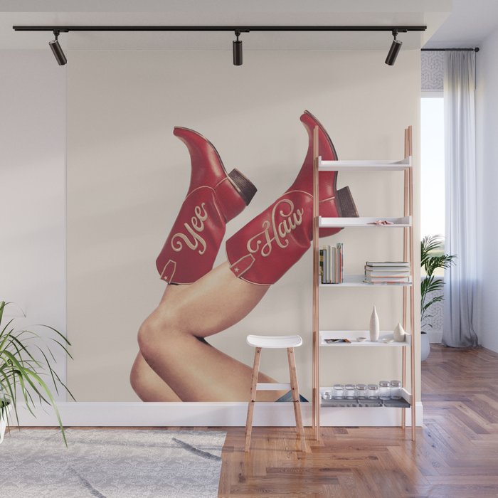These Boots - Yeehaw Rustic Red n Neutral Wall Mural Gallery Image 1