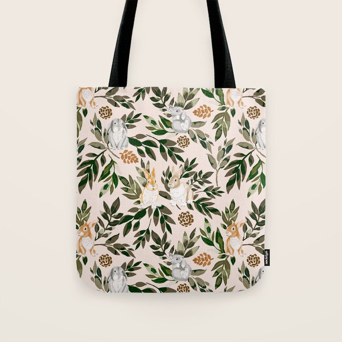 Rabbits in the green forest Tote Bag Gallery Image 1