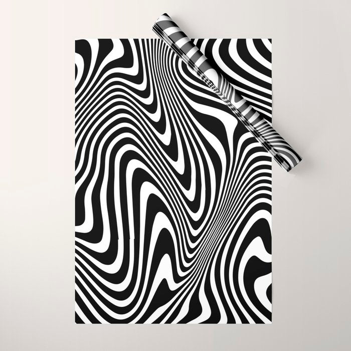 optical illusion (black + white) Wrapping Paper Gallery Image 1
